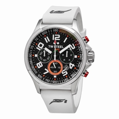 TW Steel Chronograph Black Dial White Rubber Men's Watch TW428