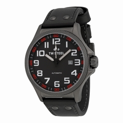 TW Steel TWA961 Pilot Automatic 48mm Black Dial Black Leather Men's Watch