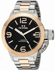 TW Steel Men's CB131 Canteen 45mm Quartz Two-Tone Black Dial Watch