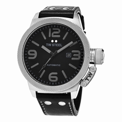 TW Steel Men's TWA201 Automatic Stainless Steel Case Black Leather Strap Watch 4046261702716