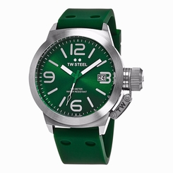 TW Steel Unisex 'Canteen' Green Rubber Strap Quartz Watch TW505