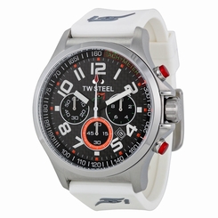 TW Steel Sahara Force India Chrono Black Dial White Rubber Men's Watch TW429