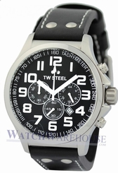 TW Steel Pilot TW412 Analog Chronograph Black Leather Date Men's Watch