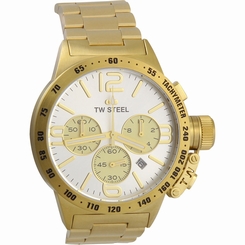 Tw Steel Cb83 Mens Stainless Steel Case Canteen Bracelet Silver Dial Gold Watch