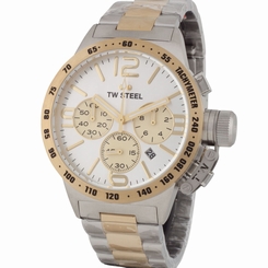 NEW TW Steel Canteen Bracelet CB33 Steel Yellow Gold Tone Chronograph Watch