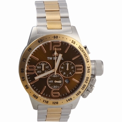 Tw Steel Cb154 Mens Stainless Steel Canteen Bracelet Brown Dial Two-tone Watch