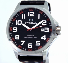 TW STEEL MEN WATCH JAPAN QUARTZ SOLID STAINLESS STEEL 45mm LEATHER TW410