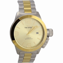 TW Steel CB52 Men's XXL Stainless Canteen Gold Dial Two-Tone Watch