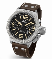 TW Steel Canteen Leather Strap 45mm Mens Chronograph Watch CS33