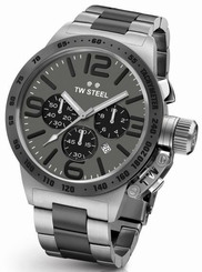 TW Steel Canteen Men's Silver & Grey 50mm Chronograph Watch Grey Dial (CB204)