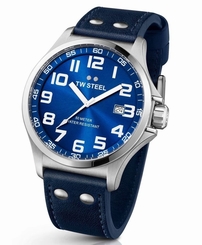 TW Steel Pilot Leather Strap 48mm Mens Watch TW401