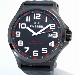TW STEEL MEN WATCH JAPAN QUARTZ MATTE GREY PVD COATED STEEL 48mm LEATHER TW421