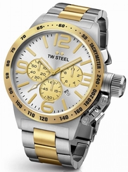 TW Steel Canteen Men's Silver & Gold 45mm Chronograph Watch Silver Dial (CB33)