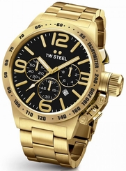 TW Steel Canteen Men's Gold 50mm Chronograph Watch Black Dial (CB94)