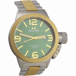 TW Steel CB65 Men's Canteen Bracelet Green Dial Two Tone Steel Automatic Watch