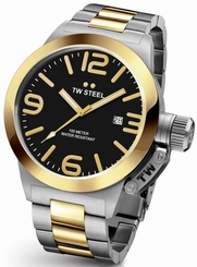 Fake AAA TW Steel Canteen Men's Silver & Gold 45mm Quartz Watch Black Dial (CB41) Watch