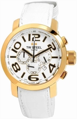 TW STEEL MEN'S WATCH CHRONOGRAPH WHITE GOLD LEATHER WRISTWATCH GRANDEUR TW55 8718215080534