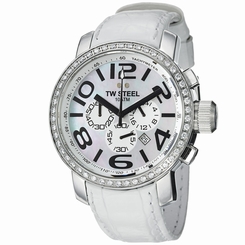 TW Steel Men's 'Grandeur' Mother Of Pearl Dial White Strap Watch TW54