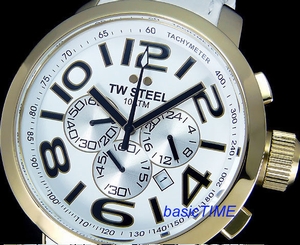 TW STEEL MEN JAPAN MOVEMENT CHRONOGRAPH YELLOW GOLD LAYERED 45mm LEATHER TW55 8718215080534