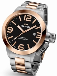 TW Steel Canteen Men's Silver & Rose Gold 45mm Watch Black Dial (CB131)