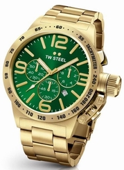 TW Steel Canteen Men's Gold 50mm Chronograph Watch Green Dial (CB224)