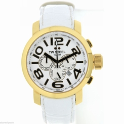 TW STEEL TW55 GRANDEUR GOLD tone color 45mm WHITE CHRONOGRAPH watch BRAND NEW! 8718215080534