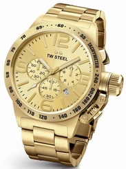 TW Steel Canteen Men's Gold 50mm Chronograph Watch Gold Dial (CB104)