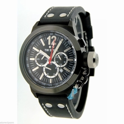 TW STEEL CE1033 Canteen Black Case and Black Leather 45mm Watch NEW! FAST SHIP!