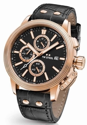 TW Steel Watch - Adesso - CE7011 (Men's) Chronograph Rose Gold Plated Black 45mm