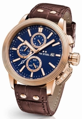TW Steel Watch - Adesso - CE7017 (Men's) Chronograph Rose Gold Plated Brown 45mm