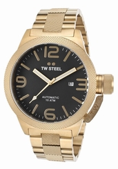 TW Steel Mens Canteen Watch Gold PVD Stainless Bracelet Date Automatic 50mm CB96