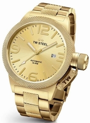 TW Steel Canteen Men's Gold 50mm Automatic Movement Watch Gold Dial (CB106)