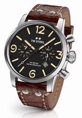 TW Steel Chronograph Quartz Watch - Maverick Collection Leather Strap MS3 (Mens)