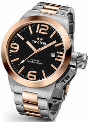 TW Steel Canteen Men's Silver & Rose Gold 50mm Watch Black Dial (CB132)