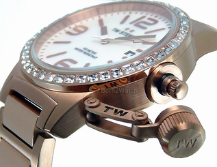  TW STEEL WOMEN JAPAN QUARTZ 46 SPARKLING CRYSTALS ROSE GOLD LAYERED 40mm TW306
