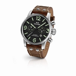 TW Steel MS14 Mens Watch 48mm Chronograph Cognac Vintage Leather Strap Maverick