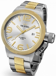 TW Steel Canteen Mens Silver & Gold 50mm Automatic Watch Silver Dial CB36