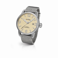 TW Steel MB1 Men's Watch 45mm Milanese Bracelet Cream Dial Date Display