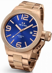 TW Steel Canteen Men's Rose Gold 50mm Automatic Movement Watch Blue Dial (CB186)