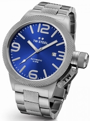 TW Steel Canteen Men's Silver 50mm Automatic Movement Watch Blue Dial (CB16)