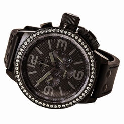 BRAND NEW TW Steel TW913 Black Leather 50mm Chronograph Watch BLING