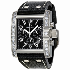 BRAND NEW  BLACK Bling TW STEEL TW15  42mm x 50mm Chronograph WRIST WATCH