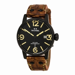 TW Steel MS31 Gent's Black Dial Black IP Steel Brown Strap Watch