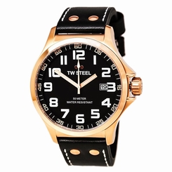 TW Steel TW417 Gent's Pilot Black Dial Black Leather Strap Watch