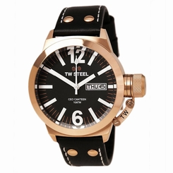 TW Steel CE1021 Men's CEO Canteen Rose Gold Steel Black Dial Black Strap Watch