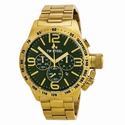TW Steel CB224 Gent's Canteen Green Dial Yellow Steel Chrono Watch