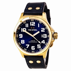 TW Steel Gent's TW404 Pilot Blue Leather Strap Rose Gold Steel Blue Dial Watch