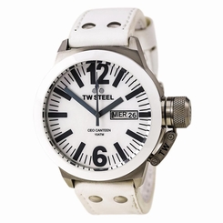 TW Steel CE1037 Gent's White MOP Dial White Strap Day Date Watch 2500000506246