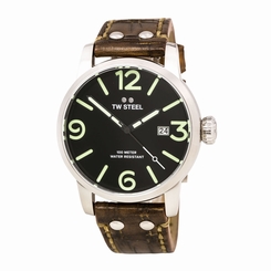 TW Steel MS12 Gent's Maverick Brown Leather Strap Black Dial Watch
