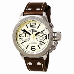 TW Steel CS13 Gent's Canteen Chrono Cream Dial Leather Strap Watch